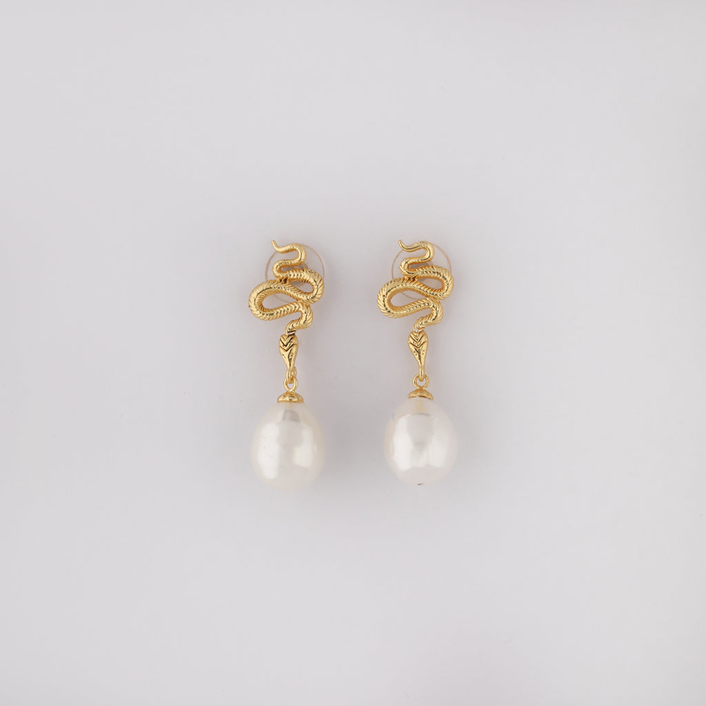 Serpent Pearl Drop Küpe