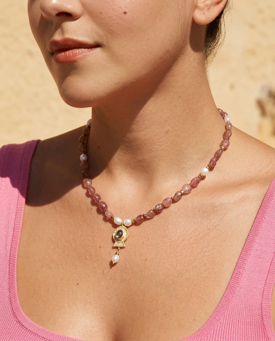 Strawberry Quartz Fish Kolye
