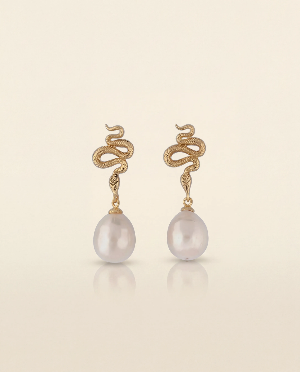 Serpent Pearl Drop Küpe