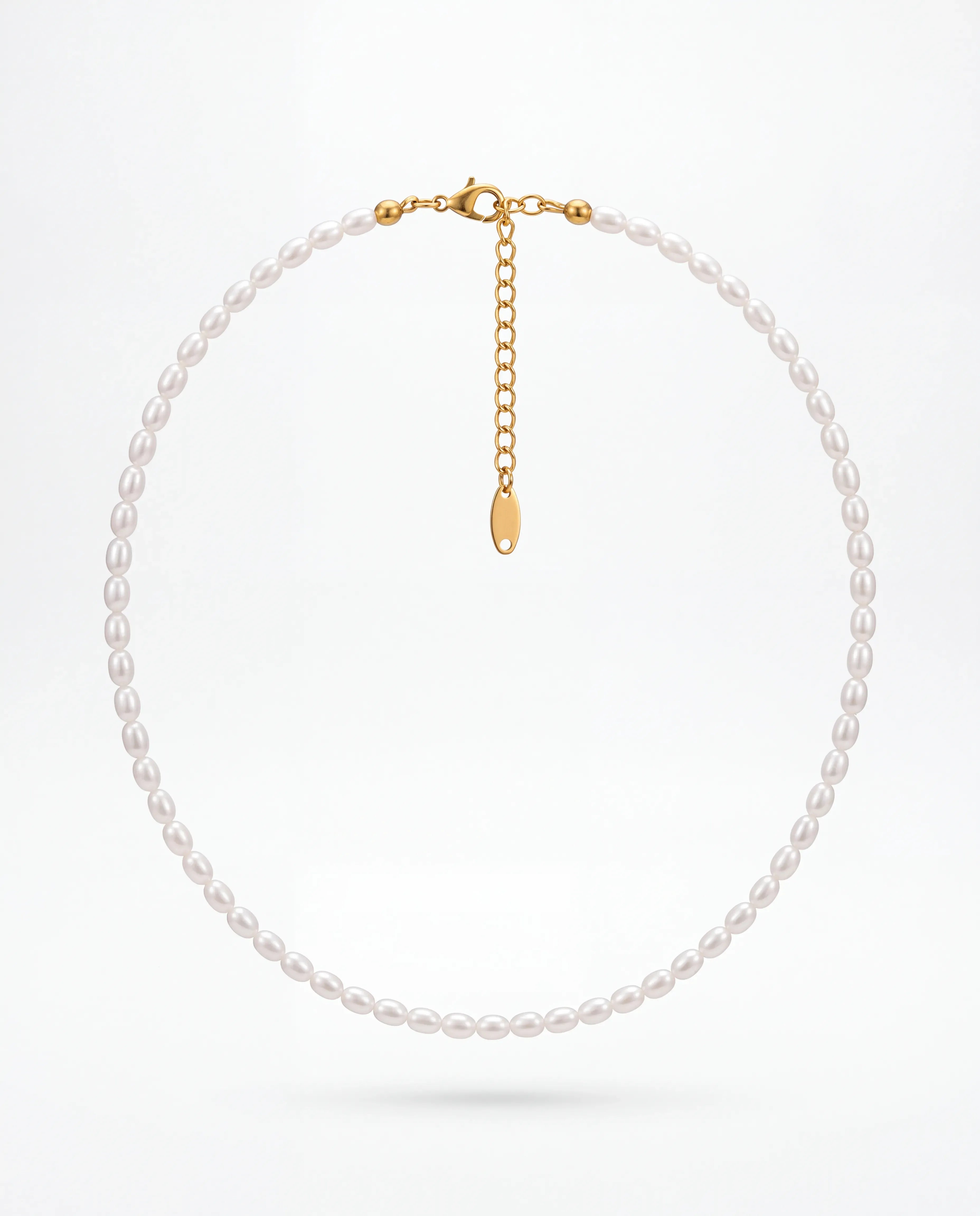 Simple Pearl Kolye - oval doğal inci tanelerinden sade kolye, ürün görseli
