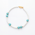 Turquoise Drift Kolye - turkuaz ve sedef taşlı altın kaplama choker kolye, ürün görseli