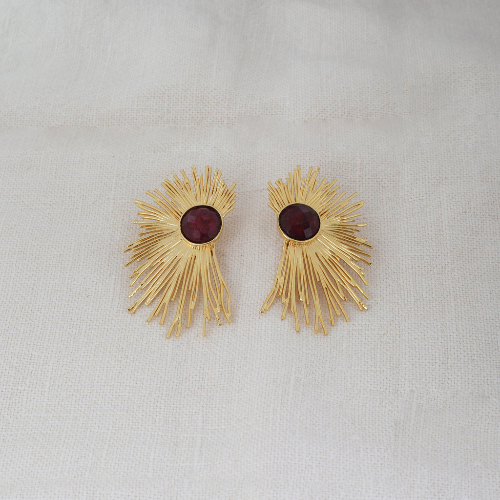 Ruby Sunburst Küpe