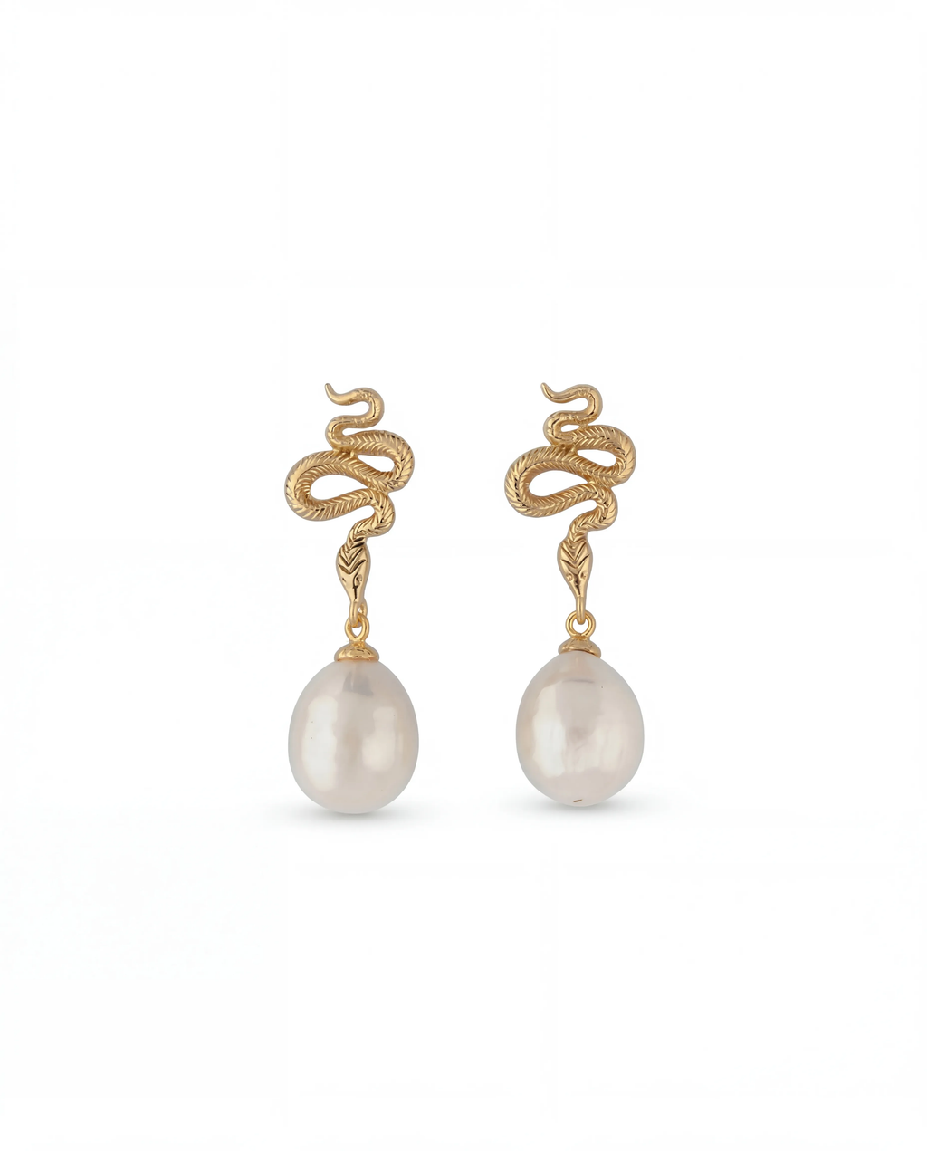 Serpent Pearl Drop Küpe