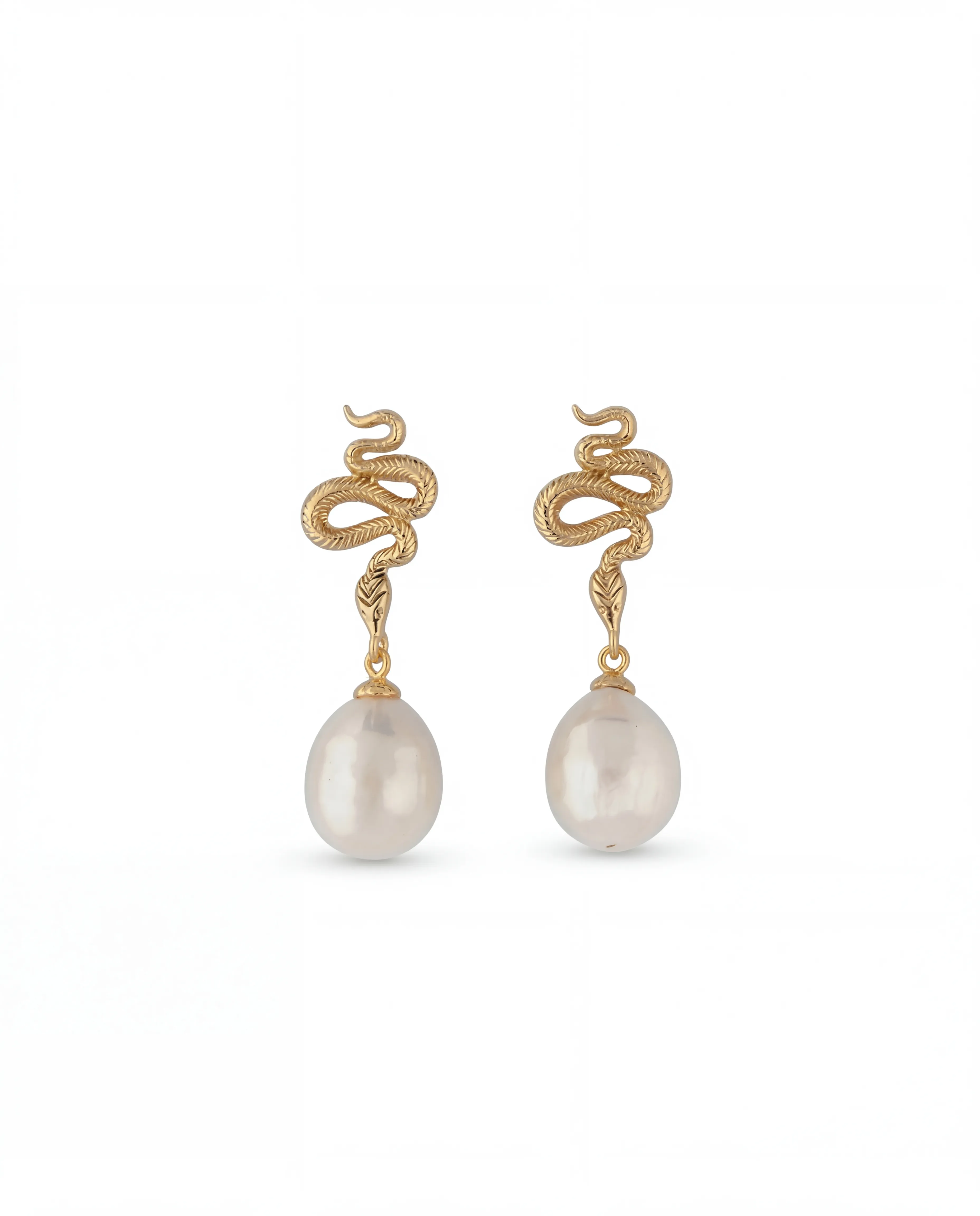 Serpent Pearl Drop Küpe
